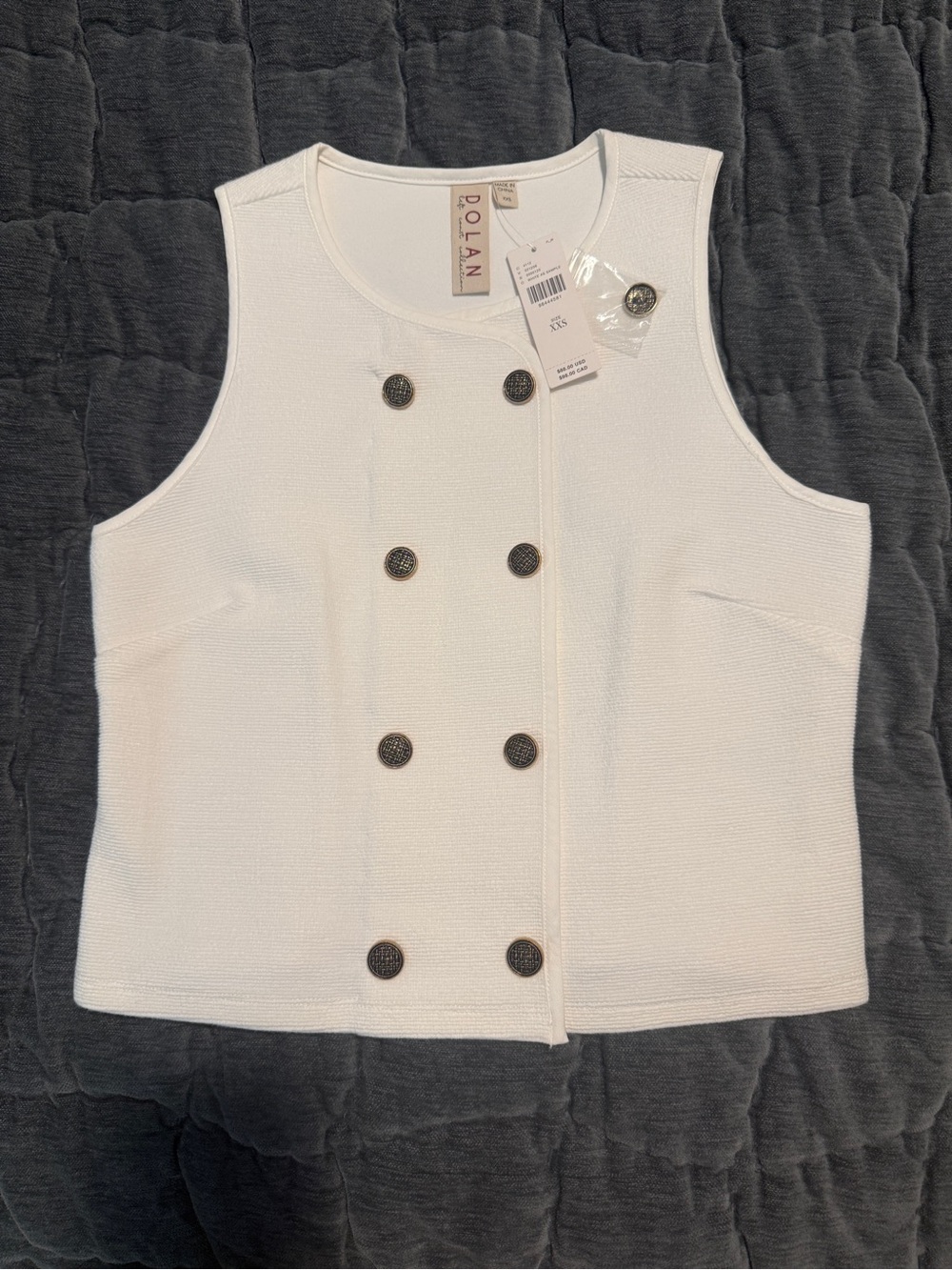 Dolan White Double-Breasted Sleeveless Jacket from Anthropologie. NWT.